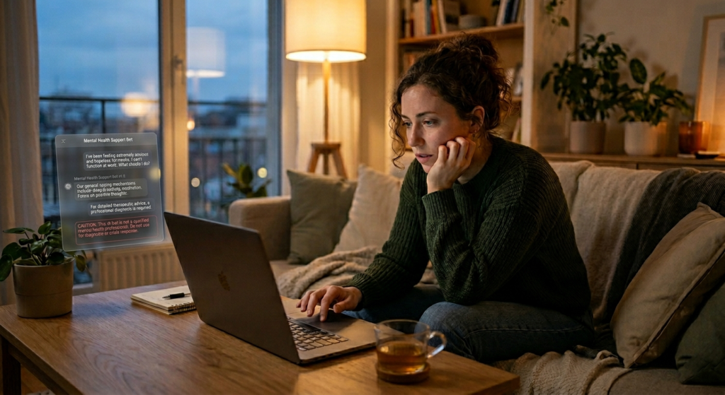 lady using chatgpt as a therapist to get support